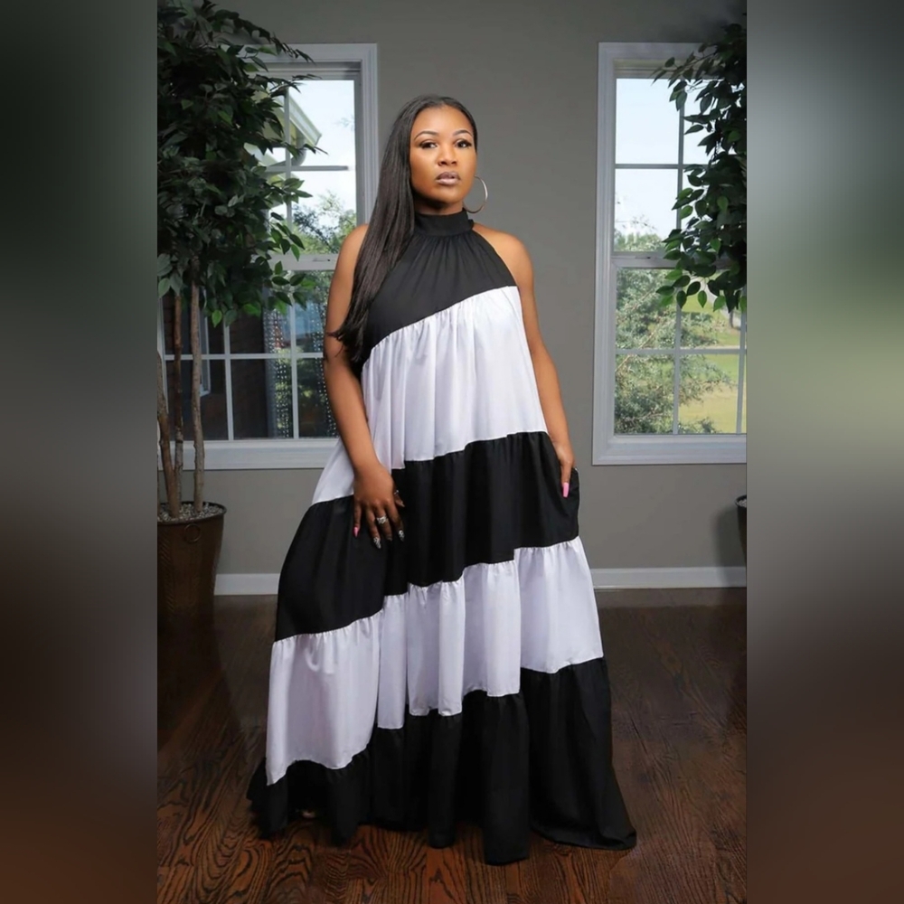 Karen T designs Black And White Maxi Dress 3xl 3xl